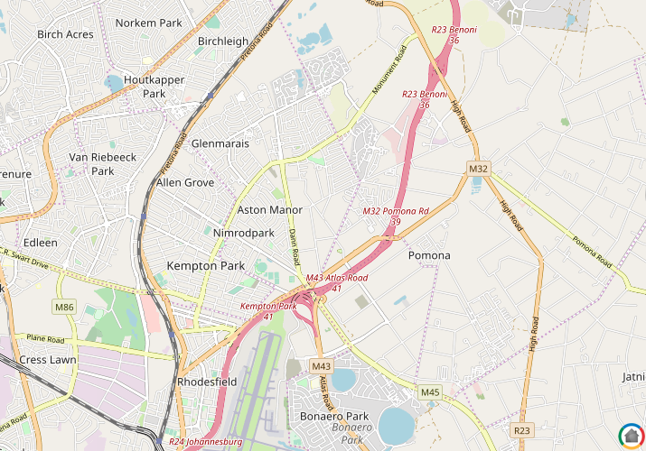 Map location of Kempton Park AH